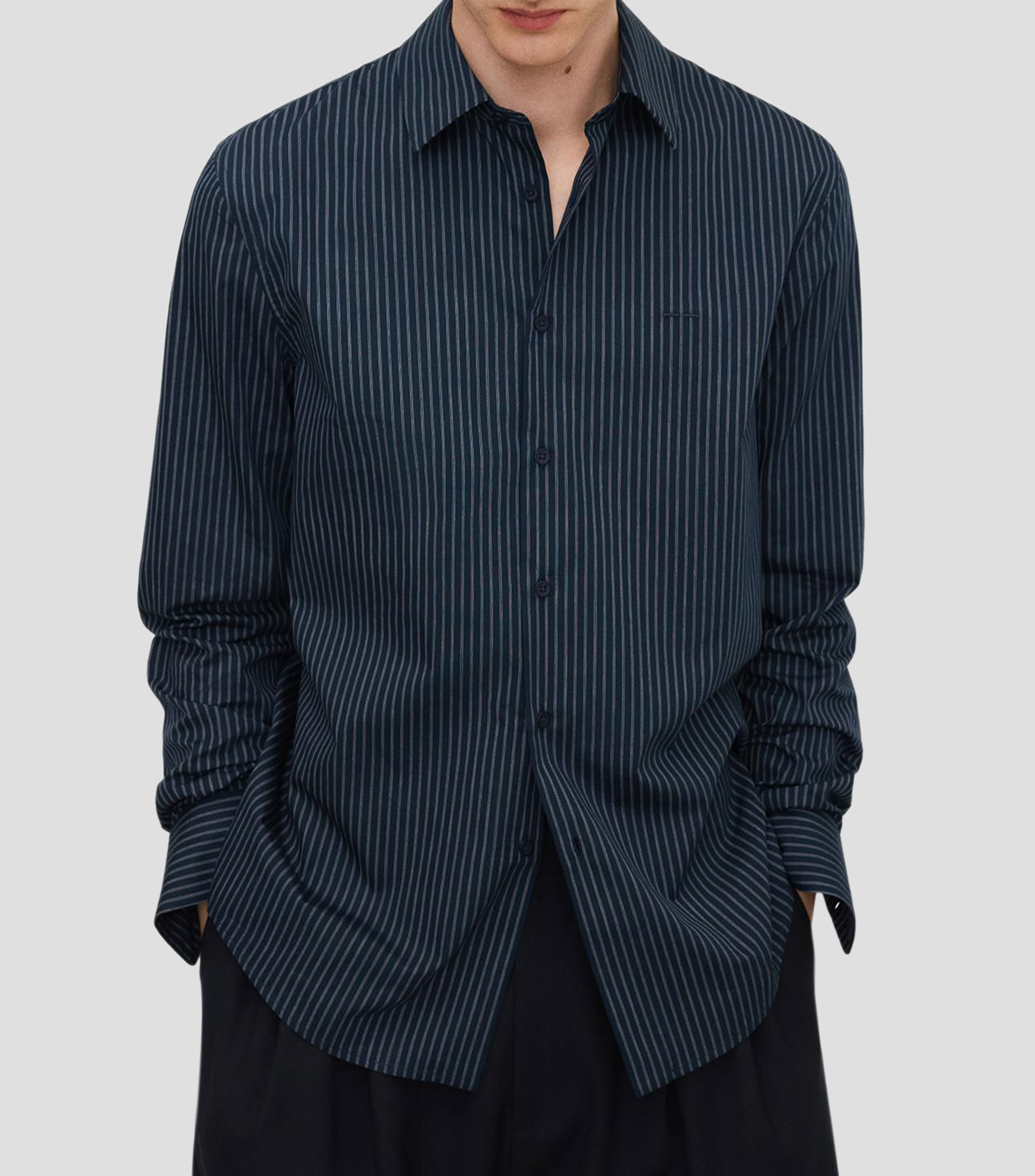 Camisa líneas manga larga Hombre